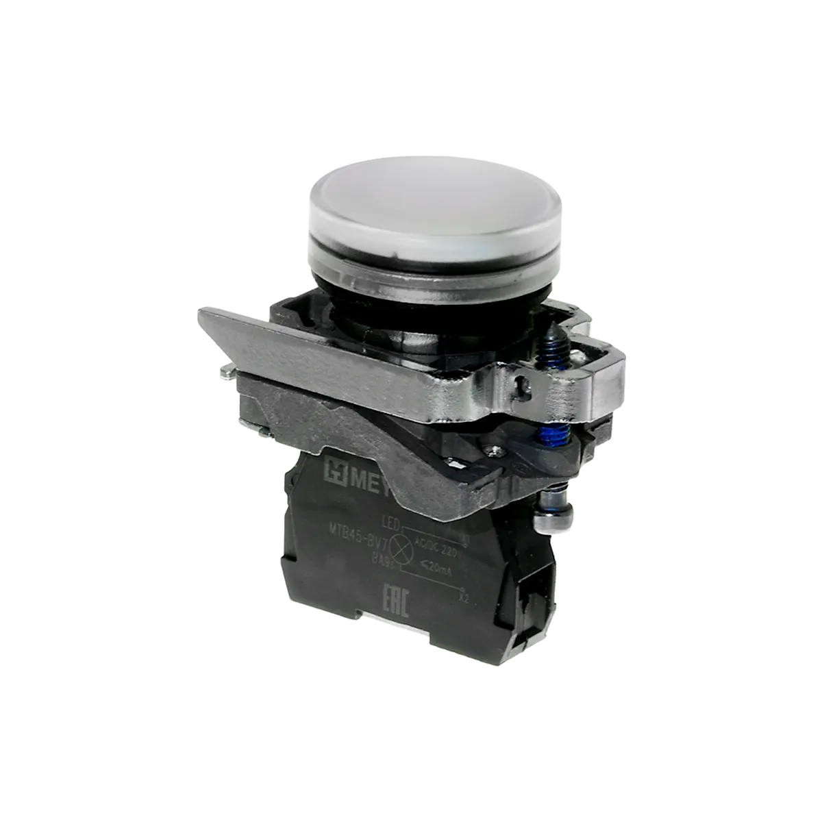 Лампа сигнальная белая, 220V AС/DC, IP65, металл