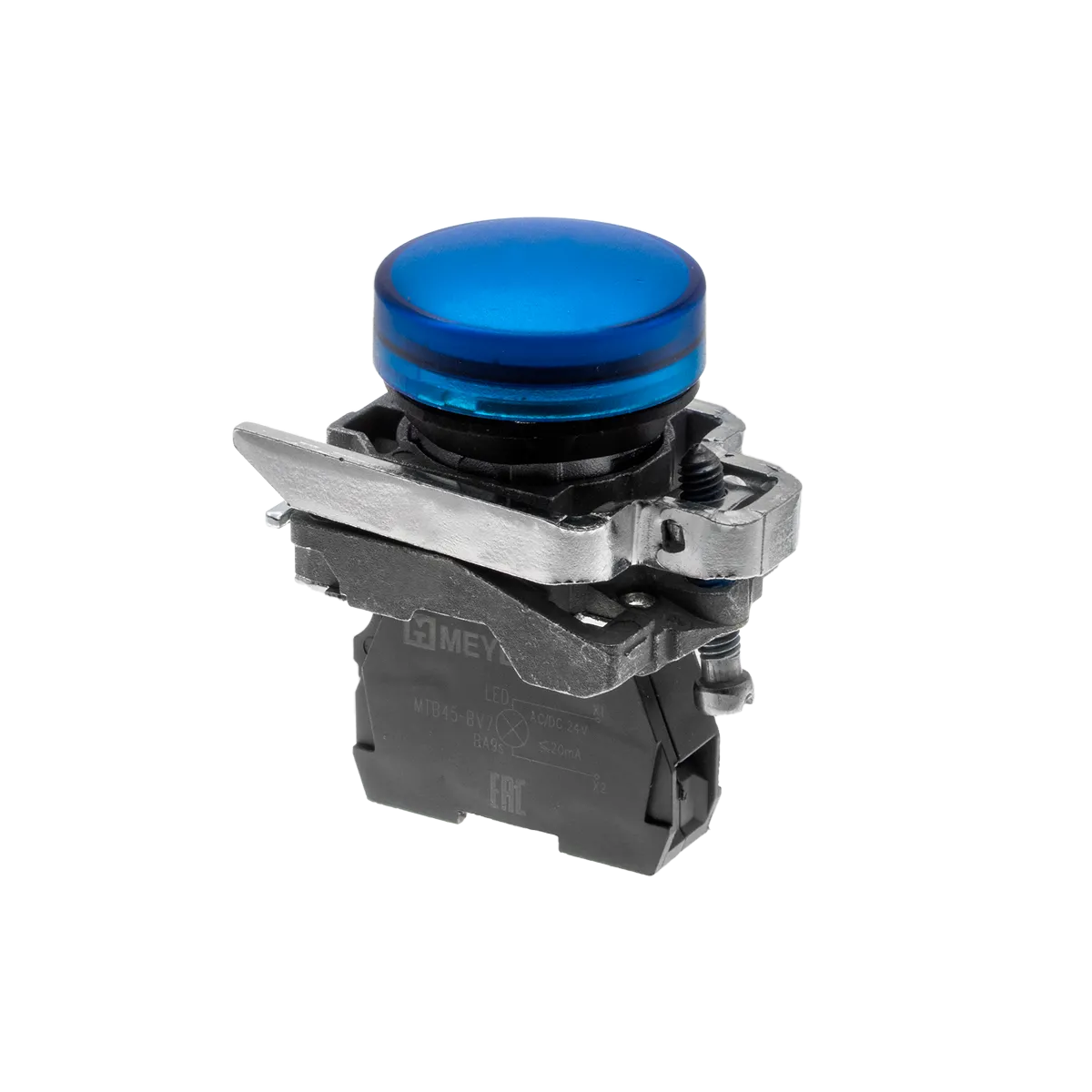 Лампа сигнальная синяя, 24V AС/DC, IP65, металл