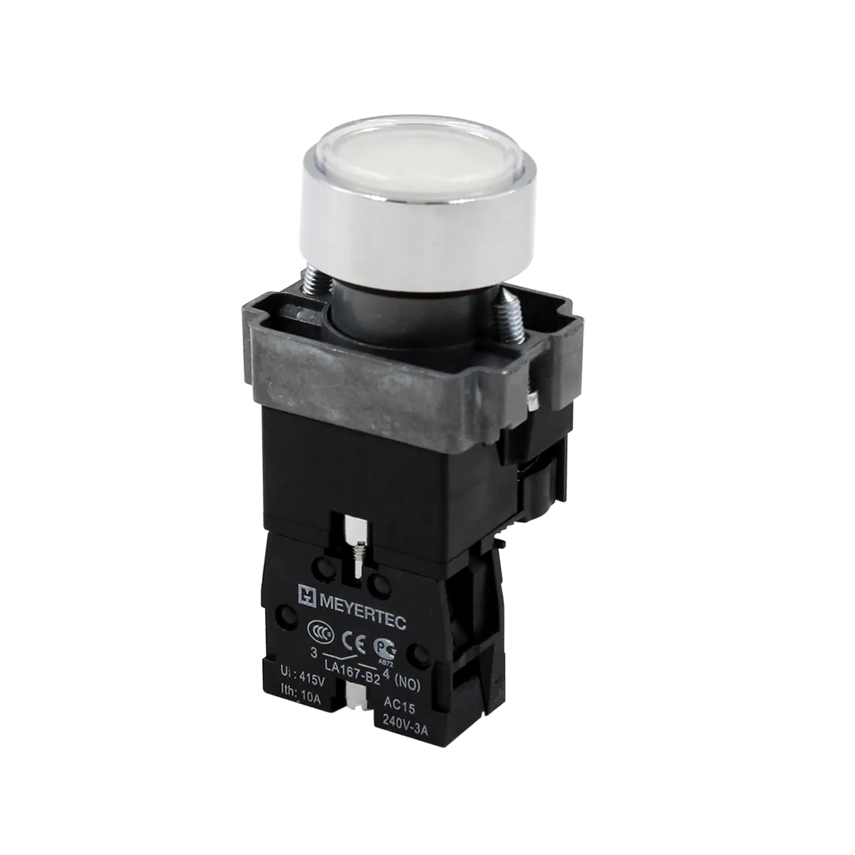 Кнопка плоская белая с подсветкой, 24V AC/DC, 1NO, IP67, металл