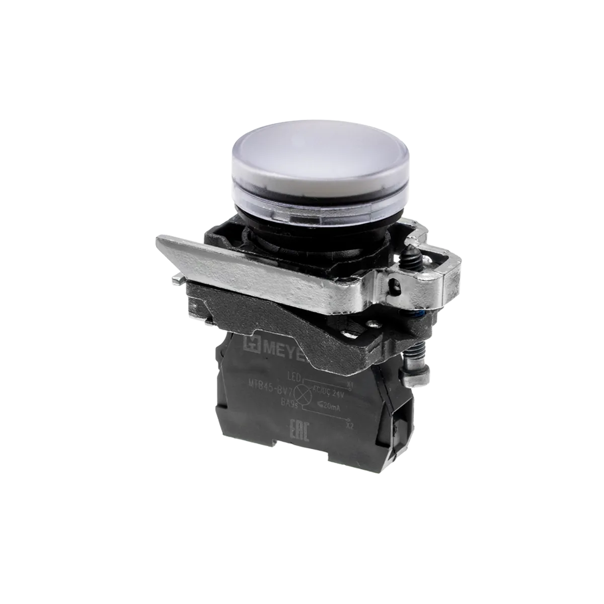 Лампа сигнальная белая, 24V AС/DC, IP65, металл