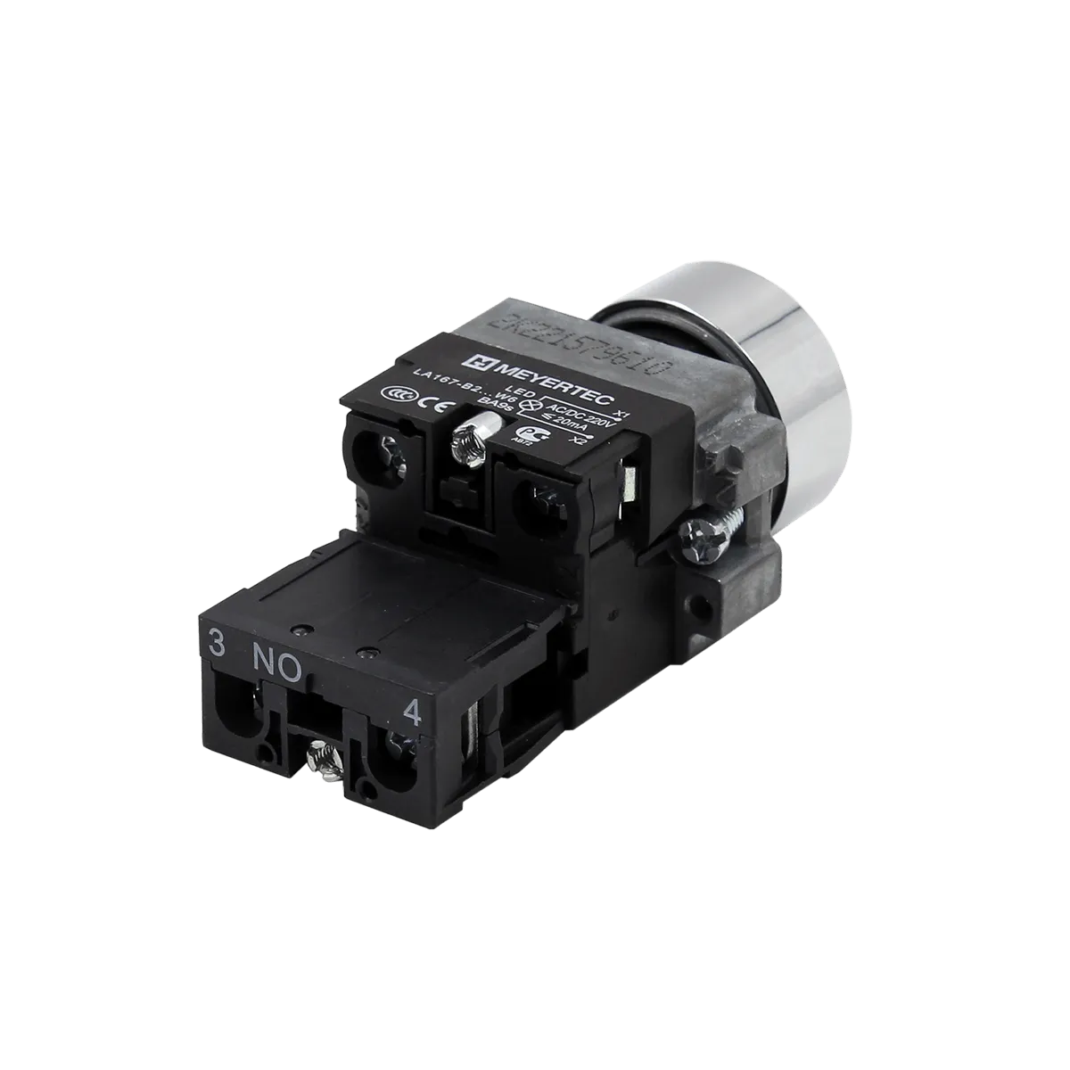 Кнопка плоская белая с подсветкой, 24V AC/DC, 1NO, IP67, металл