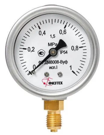 Вакуумметры, мановакуумметры, манометры виброустойчивые ДВ8008-ВУф, ДА8008-ВУф, ДМ8008-ВУф исп 1 (Диаметр: 63 мм)