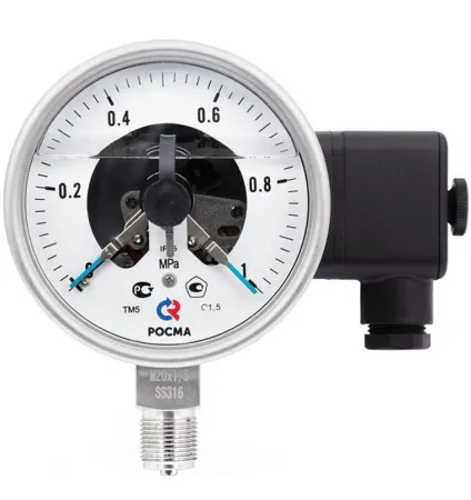 Манометры ТМ-521.05 и ТМ-621.05 кор­ро­зи­он­но­стой­кие виб­ро­ус­той­чи­вые с элек­тро­кон­такт­ной при­став­кой