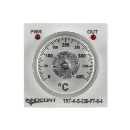 Температурный контроллер с аналоговым управлением, 48х48х82 мм,вход Pt100, 0...400C, выход реле, ON/OFF, 230VAC, электросоединение под розетку 8pin