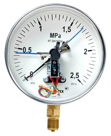 Вакуумметры, мановакуумметры, манометры электроконтактные пылевлагозащищенные ДВ2005ф, ДА2005ф, ДМ2005ф IP54(IP65) (Диаметр: 160 мм)