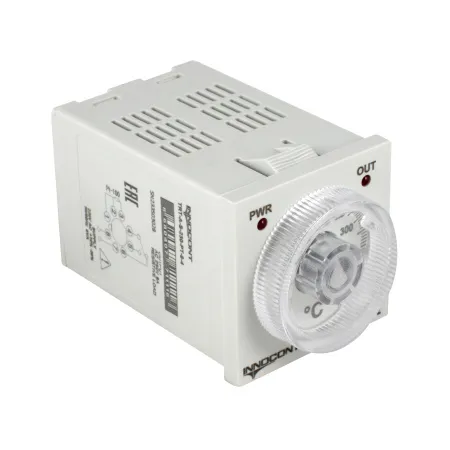 Температурный контроллер с аналоговым управлением, 48х48х82 мм,вход Pt100, 0...400C, выход реле, ON/OFF, 230VAC, электросоединение под розетку 8pin