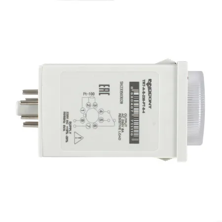 Температурный контроллер с аналоговым управлением, 48х48х82 мм,вход Pt100, 0...400C, выход реле, ON/OFF, 230VAC, электросоединение под розетку 8pin