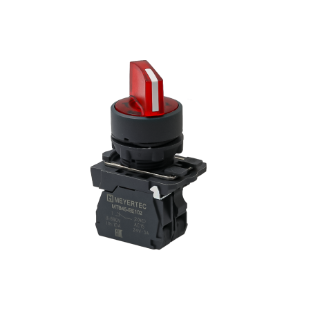 Переключатель  на 3 положения с фиксацией и подсветкой, красный, 1NС, 220V AC/DC, IP65, пластик