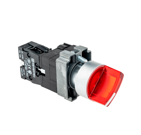Переключатель с подсветкой, с фиксацией, 220V AC/DC, красный, 2 положения, 1NC